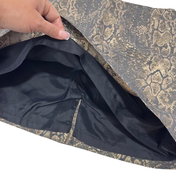 GIANNI BINI Snake Print Metallic Cotton-Blend Pencil Skirt Zip Closure Womens 12 - Picture 7 of 11